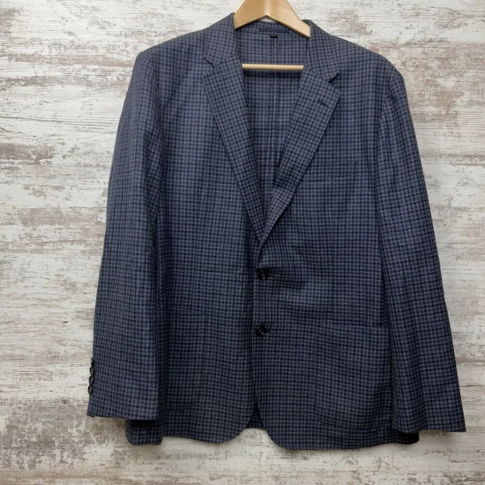 J.Crew Ludlow 46R Slim Blazer Abraham Moon Wool Cotton Unstructured Jacket Check